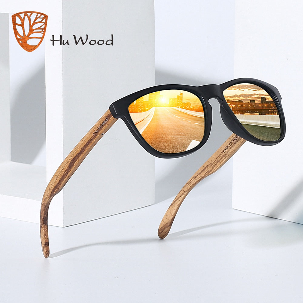 HU WOOD Brand Design Natural Bamboo Sunglasses Sea Gradient Lenses UV400 Driving Shade Mens Sunglasses Eyewear GR8012