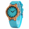 Luxury Royal Blue Wood Watch Top Quartz Wristwatch 100% Natural Bamboo Clock Casual Leather Valentine's Day Gifts for Men Women