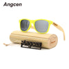 Angcen Men Women Retro Sunglasses Unisex Sun Glasses vintage Wood Bamboo Sunglasses Polarized designer bamboo glasses Case