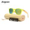 Angcen Men Women Retro Sunglasses Unisex Sun Glasses vintage Wood Bamboo Sunglasses Polarized designer bamboo glasses Case